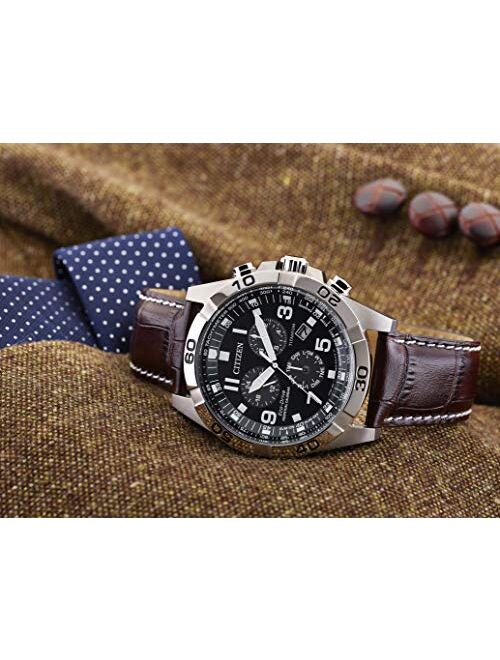 Citizen Men's Eco-Drive Titanium Quartz Brown Leather Calfskin Strap Casual Watch (Model: BL5551-06L)
