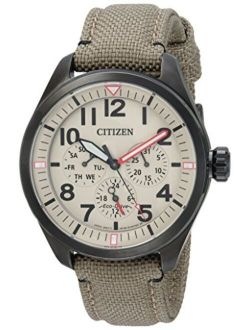 Men's 'Military' Quartz Stainless Steel and Nylon Casual Watch, Color:Green (Model: BU2055-08X)