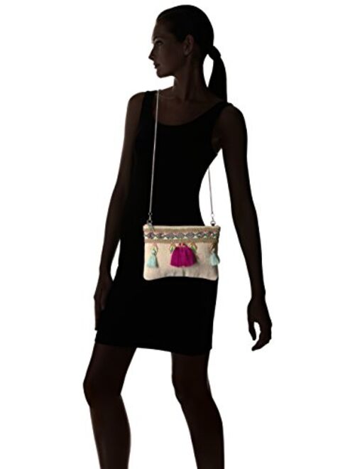 Steve Madden Marcia Tassels Embroidered Boho Fabric Clutch Crossbody, Multi