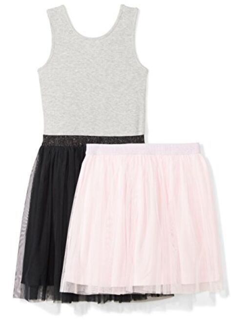 Amazon Brand - Spotted Zebra Girls' Knit Sleeveless Tutu Tank Dress and Skirt Set
