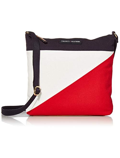 Tommy Hilfiger Crossbody for Women TH Flag Canvas, Navy/RED/White