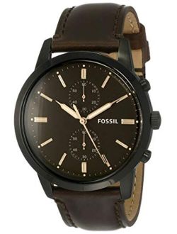 Men's Townsman Stainless Steel and Leather Casual Quartz Chronograph Watch