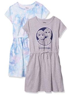 Amazon Brand - Spotted Zebra Girls' Disney Star Wars Marvel Frozen Princess Knit Short-Sleeve Cinch-Waist Dresses