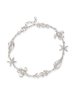 Sterling Silver Sea Life Anklet. 9 inches