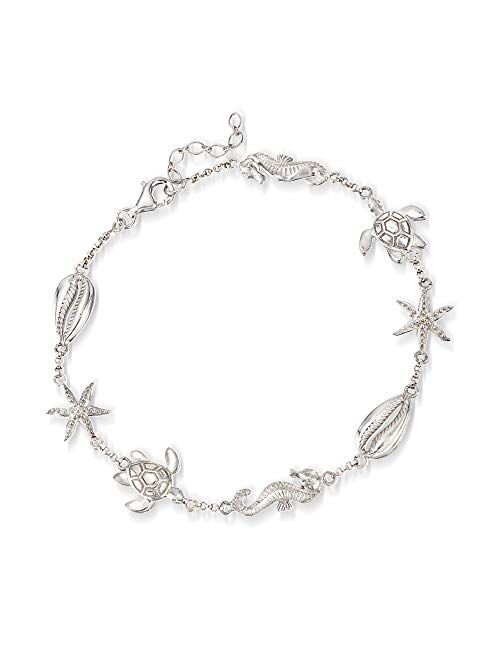Ross-Simons Sterling Silver Sea Life Anklet. 9 inches