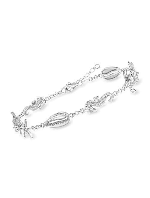 Ross-Simons Sterling Silver Sea Life Anklet. 9 inches
