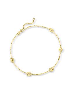 14kt Yellow Gold Mariner-Link Anklet. 9 inches