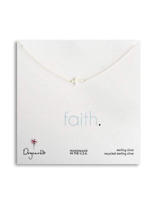 Dogeared Sterling Silver Faith Sideways Cross Necklace, 16" Chain with 2.5" Extender