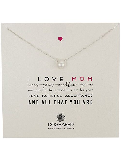 Dogeared "Mom" I Love Mom Large White Pearl Necklace, 20"