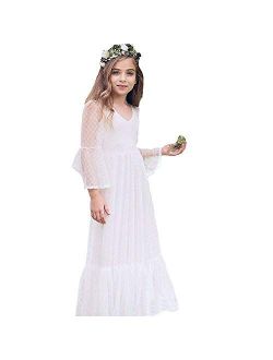 Boho-Chic Flower Girl Dress Lace First Communion Dresses