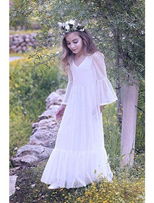 Boho-Chic Flower Girl Dress Lace First Communion Dresses