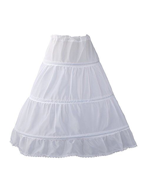 Girls Petticoat 3 Hoops Petticoat Full Slip Flower Girl Crinoline Skirt for 2-12 Years Old