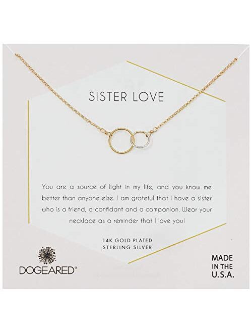Dogeared Women's Sister Love, Mixed Metal Linked Rings Necklace