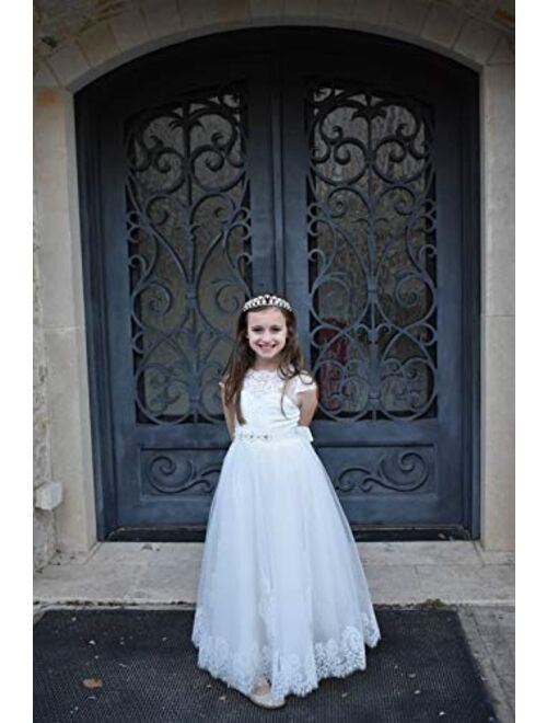 Sittingley Flower Girls Lace Tulle Gowns First Communion Dresses