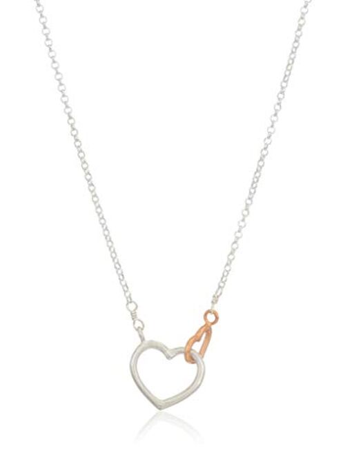 Dogeared Women's Mother & Daughter, Two Linked Heart Mixed Metal Hearts Necklace