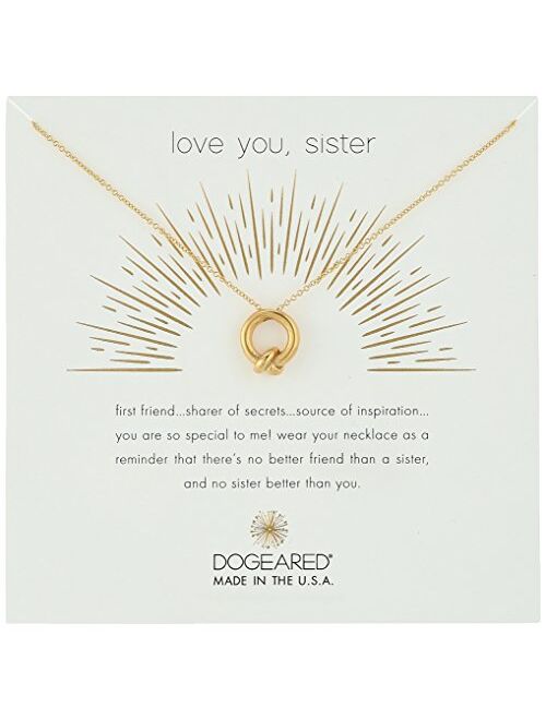 Dogeared Love You, Sister, Together Knot Charm Chain Necklace, 16"+2" Extender