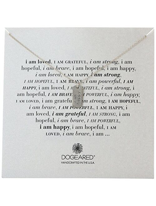 Dogeared "I Am" Happy Small Dogtag Pendant Necklace, 18"