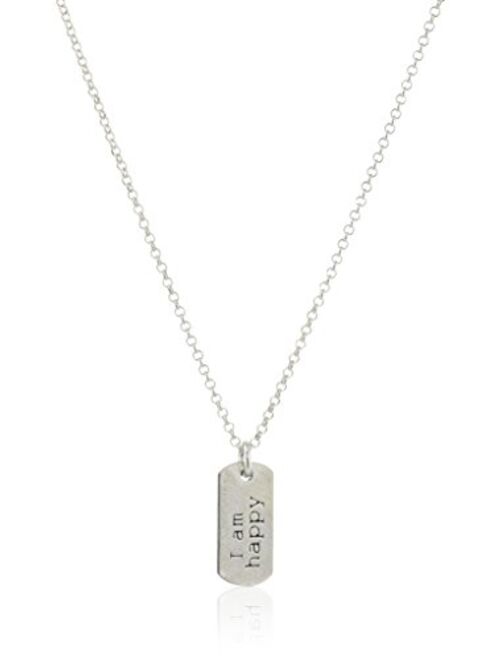 Dogeared "I Am" Happy Small Dogtag Pendant Necklace, 18"