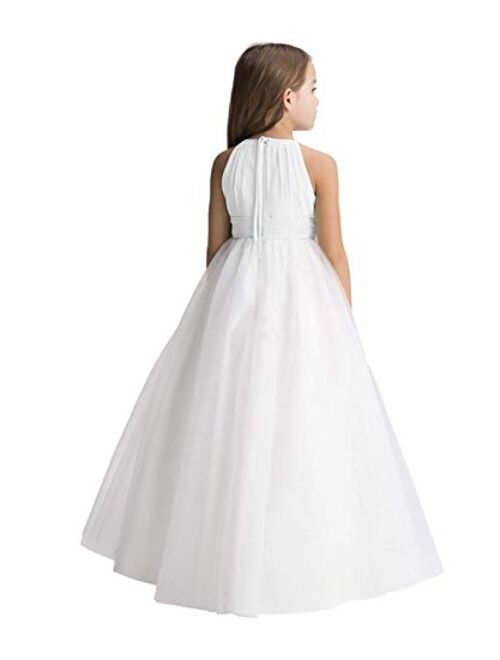 Abaowedding Flower Girls Tulle Chiffon Dresses Kids Wedding Party Pageant Ball Gowns