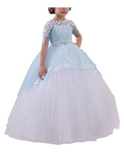 Flower Girls Long First Communion Dresses Kids Pageant Prom Ball Gowns