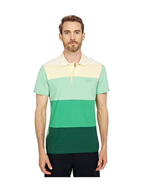 Lacoste Men's Short Sleeve Regular Fit Ombre Colorblock Lightweight Pique Polo Shirt