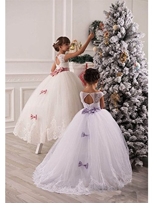 Abaowedding Lace Embellished A-Line Sleeveless Girls Wedding Party Dresses
