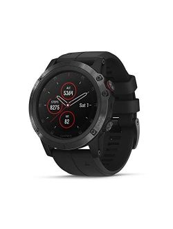 fnix 5X Plus, Ultimate Multisport GPS Smartwatch, Features Color Topo Maps and Pulse Ox, Heart Rate Monitoring, Music and Pay, Black with Black Band (Renewed)