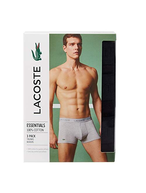 Lacoste Men's Essentials Classic 3 Pack 100% Cotton Trunks