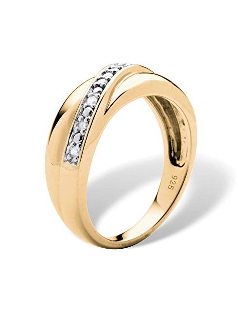 Men's 18K Yellow Gold over Sterling Silver Round Genuine Diamond Wedding Band Ring (1/10 cttw, I Color, I3 Clarity)