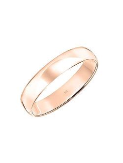 Men's 10K Rose, White or Yellow Gold 4MM Lightweight Classic Plain Wedding Band by Brilliant Expressions