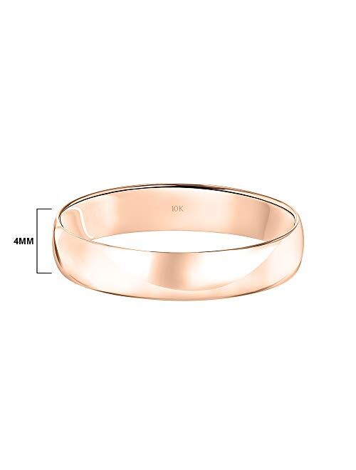Men's 10K Rose, White or Yellow Gold 4MM Lightweight Classic Plain Wedding Band by Brilliant Expressions