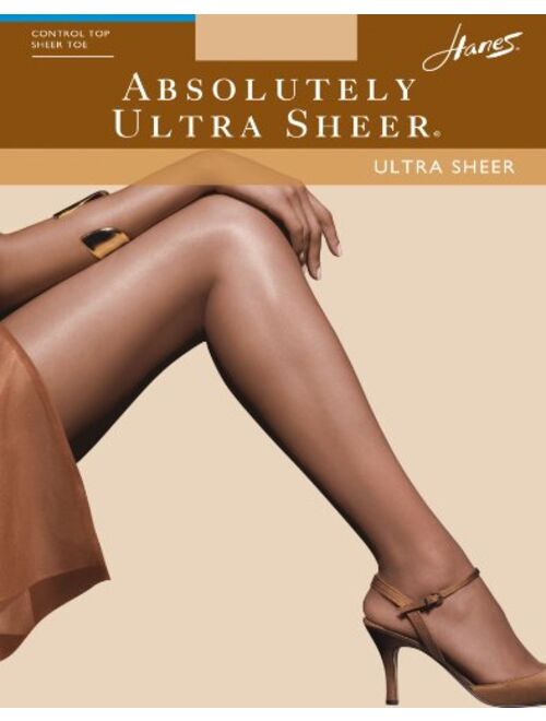 Hanes Women`s Set of 3 Absolutely Ultra Sheer Control Top Sheer Toe Pantyhose