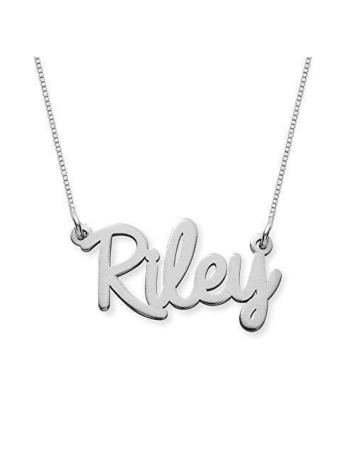 MyNameNecklace Personalized Cursive Name Necklace Custom Made Precious Metals Sterling Silver 925 & Gold Jewelry Nameplate Gift for Christmas