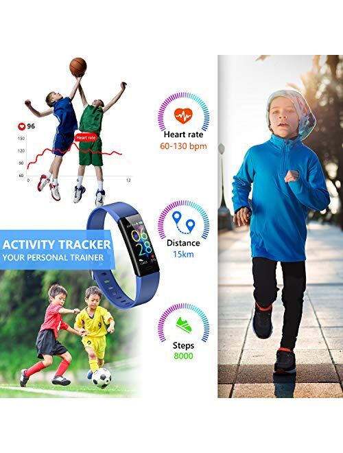 K-berho Slim Fitness Tracker for Kids Women Men,Heart Rate Monitor,IP68 Waterproof Activity Tracker for Boys&Girls,Blood Pressure,11 Sport Modes Health Smart Watch with P