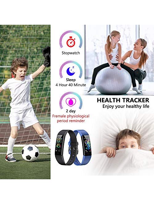 K-berho Slim Fitness Tracker for Kids Women Men,Heart Rate Monitor,IP68 Waterproof Activity Tracker for Boys&Girls,Blood Pressure,11 Sport Modes Health Smart Watch with P