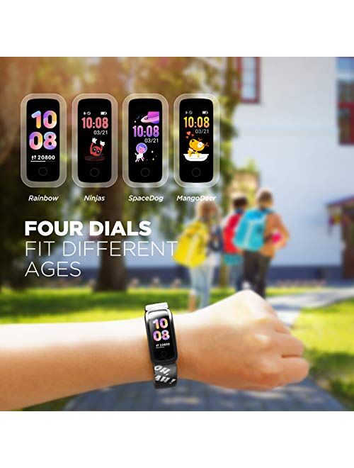 BIGGERFIVE Fitness Tracker Watch for Kids Girls Boys Teens, Activity Tracker, Pedometer, Heart Rate Sleep Monitor, Vibrating Alarm Clock, IP68 Waterproof Calorie Step Cou