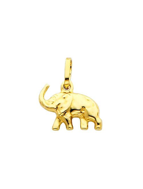 The World Jewelry Center 14k Yellow Gold Elephant Pendant with 1.2mm Singapore Chain Necklace