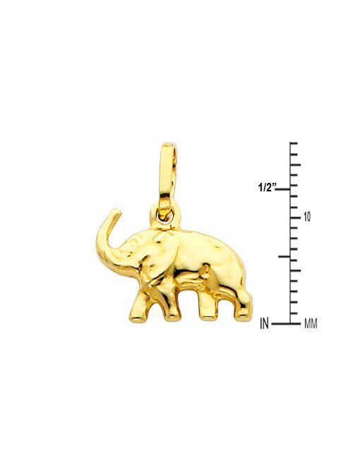The World Jewelry Center 14k Yellow Gold Elephant Pendant with 1.2mm Singapore Chain Necklace