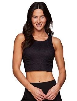 Active Women's Athletic Yoga Racerback Cropped Tank Top with Built in Bra