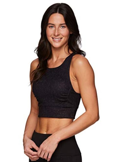 RBX Active Women's Athletic Yoga Racerback Cropped Tank Top with Built in Bra