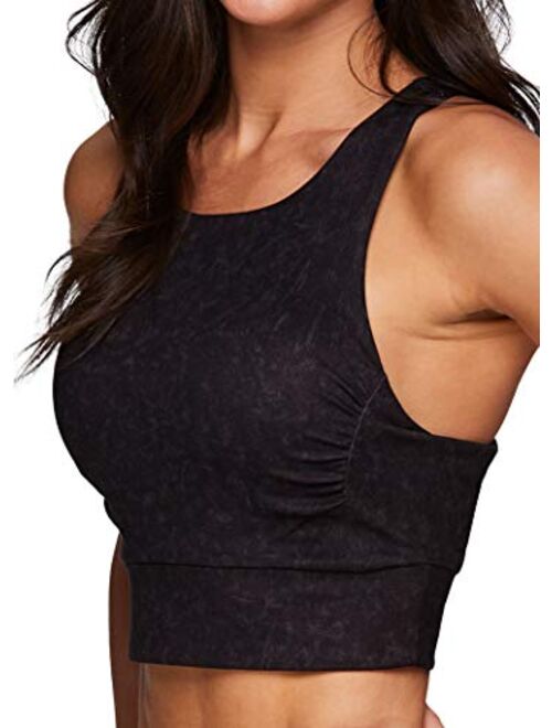 RBX Active Women's Athletic Yoga Racerback Cropped Tank Top with Built in Bra