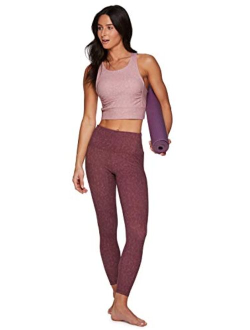 RBX Active Women's Athletic Yoga Racerback Cropped Tank Top with Built in Bra