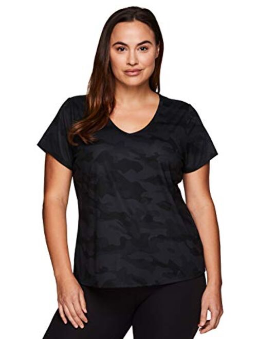 RBX Active Women's Plus Size Yoga Workout Short Sleeve V-Neck T-Shirt
