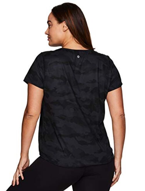 RBX Active Women's Plus Size Yoga Workout Short Sleeve V-Neck T-Shirt