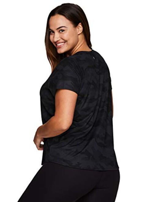 RBX Active Women's Plus Size Yoga Workout Short Sleeve V-Neck T-Shirt