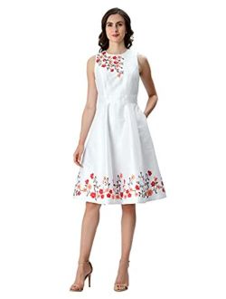 FX Floral Embroidery Dupioni Dress