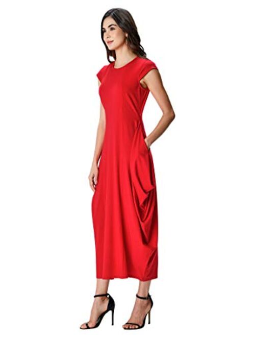 eShakti FX Cotton Jersey Draped Dress