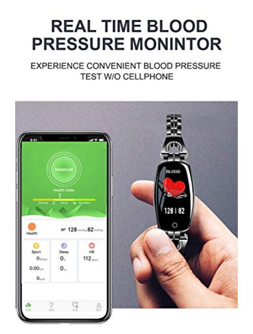 Womens Fitness Tracker Blood Pressure Heart Rate Monitor Activity Tracker Waterproof Pedometer Step Counter Calorie Sleep Monitor Touch Screen Bluetooth Smart Watch for A