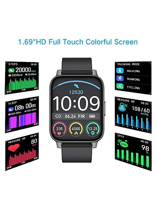 Smart Watch 2021 Ver Watches for Women, Fitness Tracker 1.69" Touch Screen Smartwatch Fitness Watch Heart Rate Monitor, IP67 Waterproof Pedometer Activity Tracker Sleep M