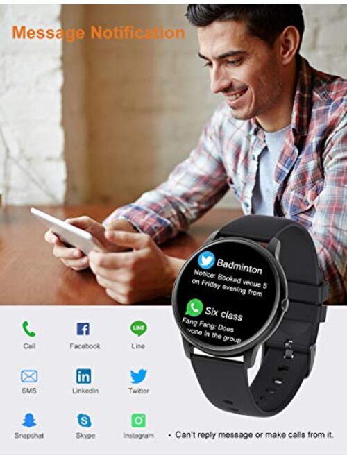 YAMAY Smart Watch Compatible iPhone and Android Phones IP68 Waterproof, Watches for Men Women Round Smartwatch Fitness Tracker Heart Rate Monitor Digital Watch with Perso